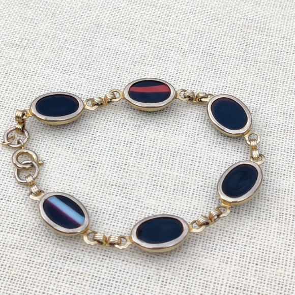 Vintage art glass scarabs bracelet - Picture 7 of 9